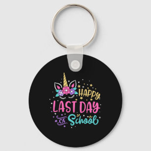 Happy Last Day Of School Unicorn Face Hello Summer Key Ring