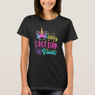 Happy Last Day Of School Unicorn Face Hello Summer T-Shirt