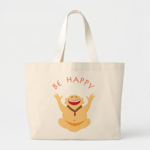 Happy Laughing Buddha Large Tote Bag