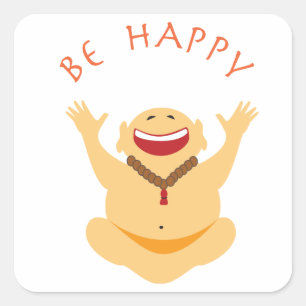 Happy Laughing Buddha Square Sticker
