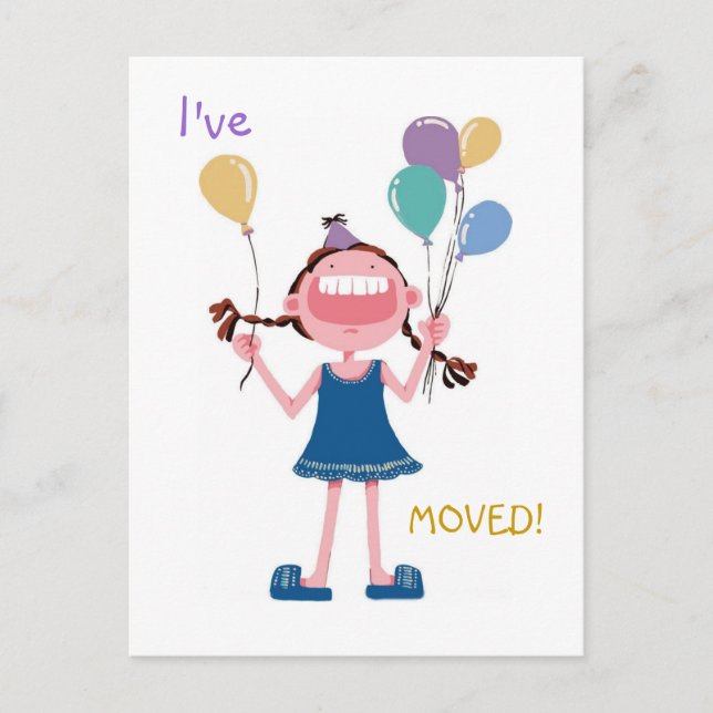 Happy Laughing Girl Woman's Change of Address Announcement Postcard (Front)