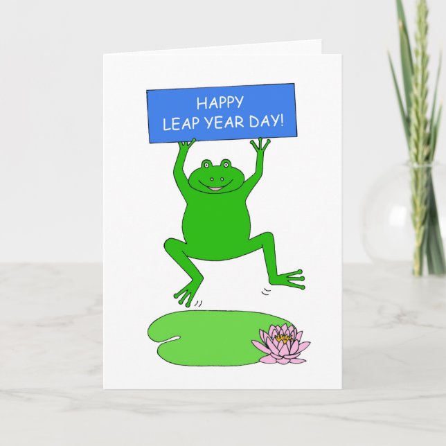 Happy Leap Year Day Cartoon Frog Card (Front)