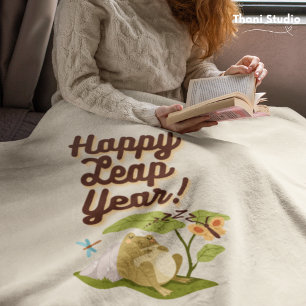 Happy Leap Year February 29th Vintage Earth Tone Sherpa Blanket