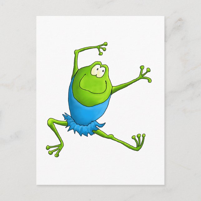Happy Leaping Ballet Frog Postcard (Front)