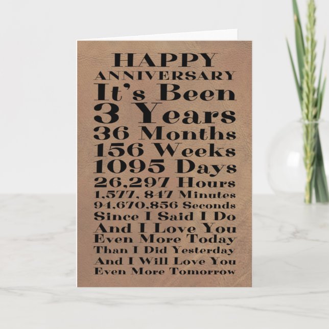 Happy Leather 3rd Wedding Anniversary Card (Front)