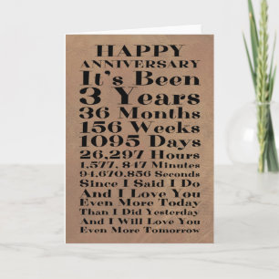 Happy Leather 3rd Wedding Anniversary Card