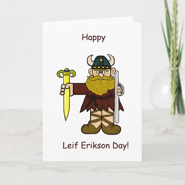Happy Leif Erikson Day Greeting Card (Front)