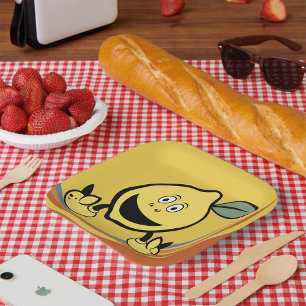 Happy Lemon Face Paper Plate