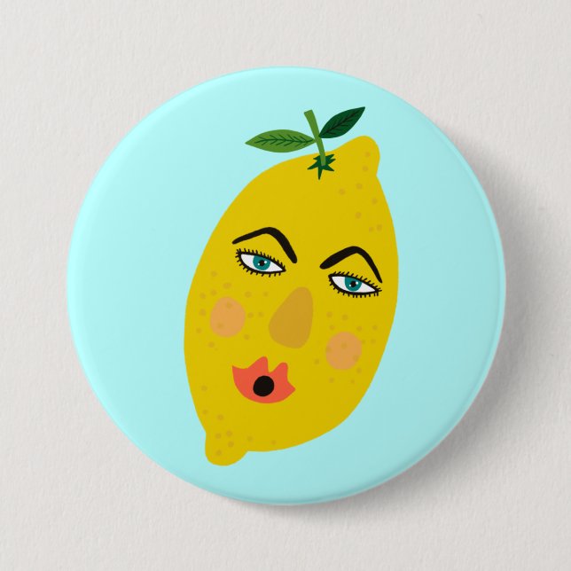 Happy Lemon Whimsical 7.5 Cm Round Badge (Front)