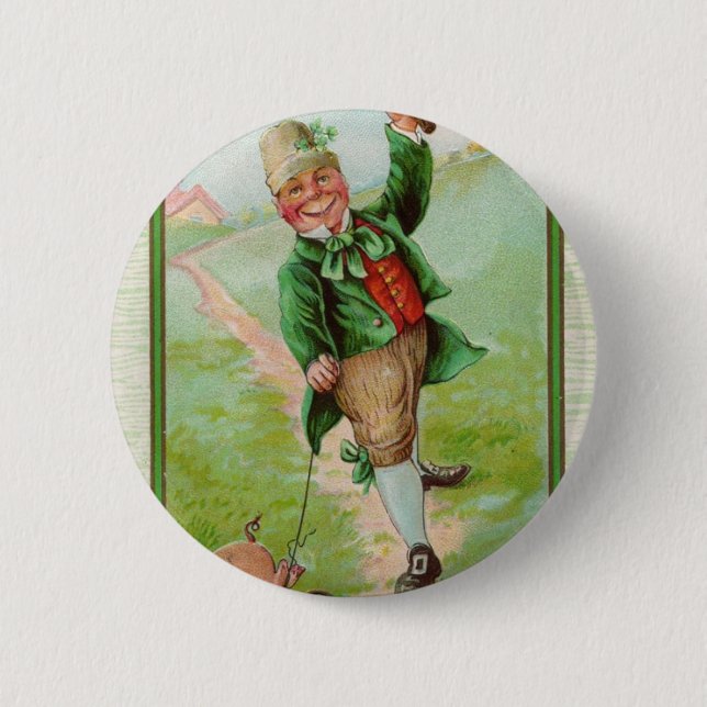 Happy Leprechaun 6 Cm Round Badge (Front)
