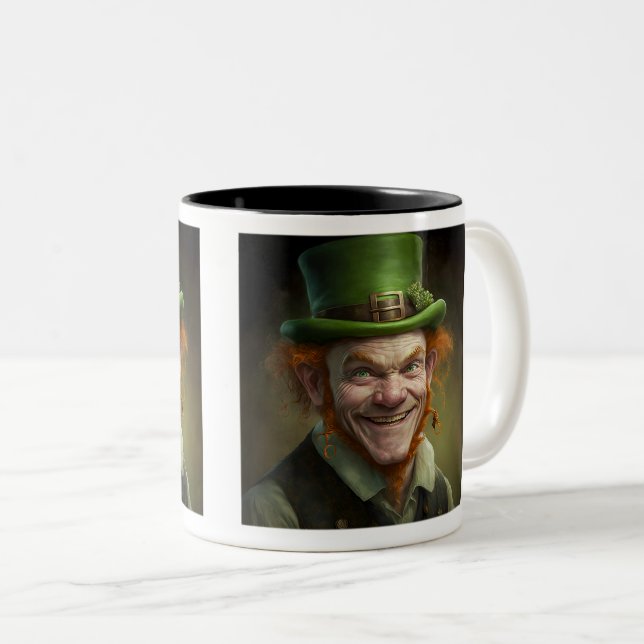 Happy Leprechaun Two-Tone Mug, 11 oz  Coffee Mug (Front Right)