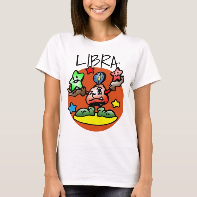 Happy Libra Scales with Stars T-Shirt (Front)