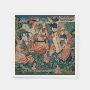 Happy Life in Paradise Garden Mediaeval Tapestry Napkin