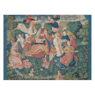 Happy Life in Paradise Garden Mediaeval Tapestry Tablecloth