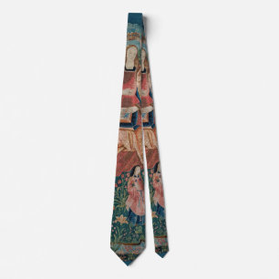 Happy Life in Paradise Garden Mediaeval Tapestry Tie