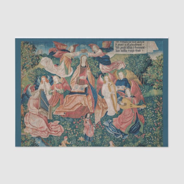 Happy Life in Paradise Garden Mediaeval Tapestry Tissue Paper (Front)