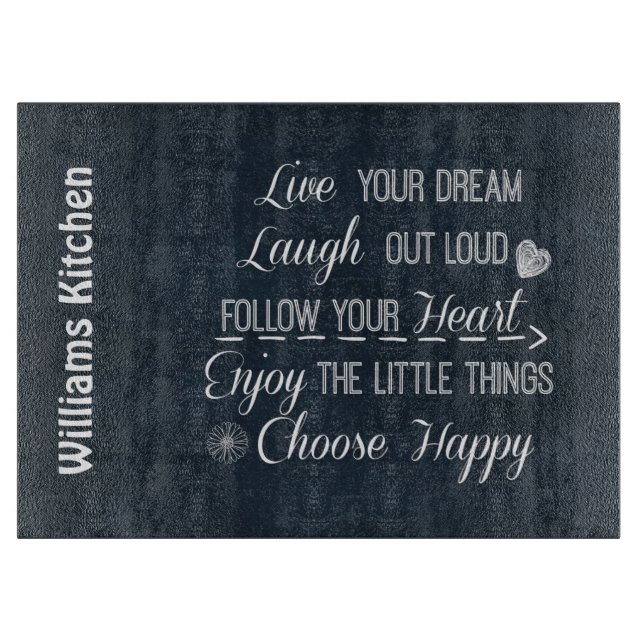 Happy Life Rules Quotes Affirmations Cutting Board (Front)