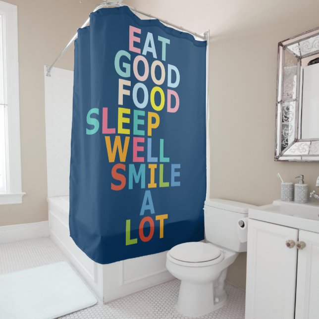 Happy life shower curtain (In Situ)