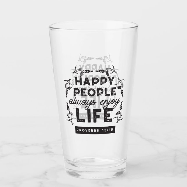 Happy Life with Faith – Proverbs 15:15 Art Glass (Front)