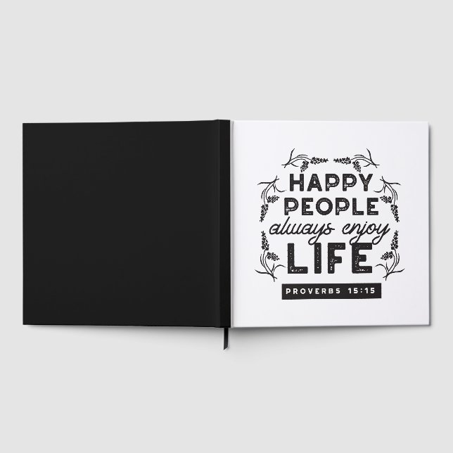 Happy Life with Faith – Proverbs 15:15 Art Guest Book (Full)