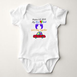 Happy Life with my Mum Dad - Family Play Together Baby Bodysuit