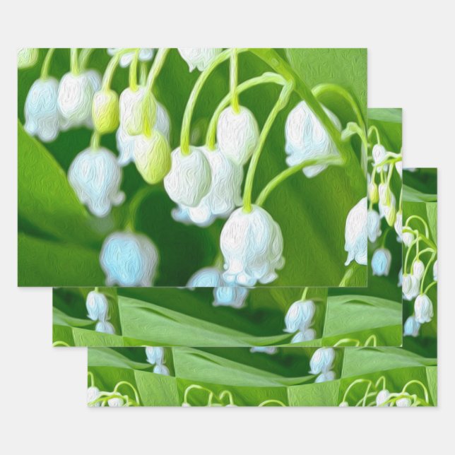Happy Lily of the valley pattern Wrapping Paper Sheet (Set)