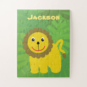 Happy Lion Little Kids Personalized Jigsaw Puzzle