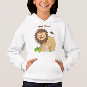 Happy lion roaring cartoon illustration