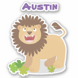 Happy lion roaring cartoon illustration