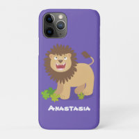 Happy lion roaring cartoon illustration
