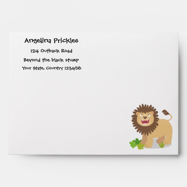 Happy lion roaring cartoon illustration envelope (Front)