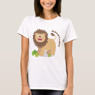 Happy lion roaring cartoon illustration T-Shirt