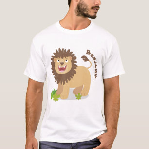 Happy lion roaring cartoon illustration T-Shirt