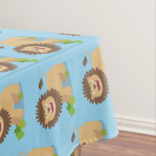 Happy lion roaring cartoon illustration tablecloth
