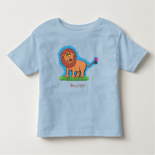Happy lion with butterfly cartoon illustration toddler T-Shirt