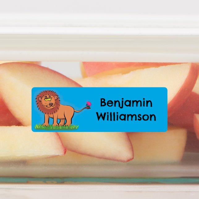 Happy lion with butterfly cartoon personalised (Affixed)