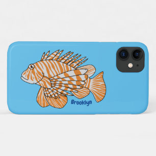 Happy lionfish cartoon illustration iPhone 11 case