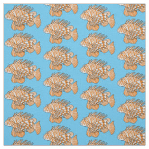 Happy lionfish cartoon illustration fabric