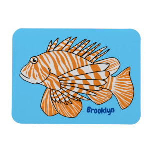 Happy lionfish cartoon illustration magnet