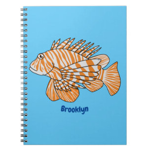 Happy lionfish cartoon illustration notebook