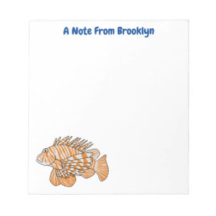 Happy lionfish cartoon illustration notepad