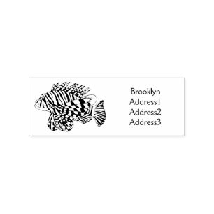 Happy lionfish cartoon illustration rubber stamp