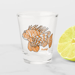 Happy lionfish cartoon illustration shot glass