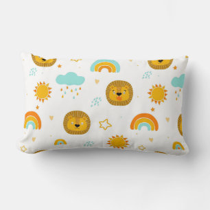 Happy Lions, Rainbows, Suns, and Raindrops Lumbar Cushion