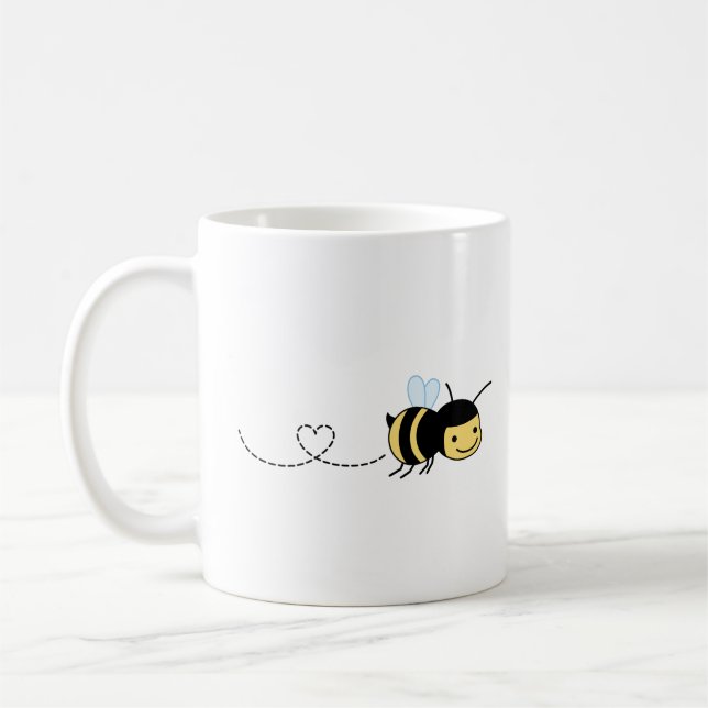 Happy Little Bee Buzzing Around Coffee Mug (Left)