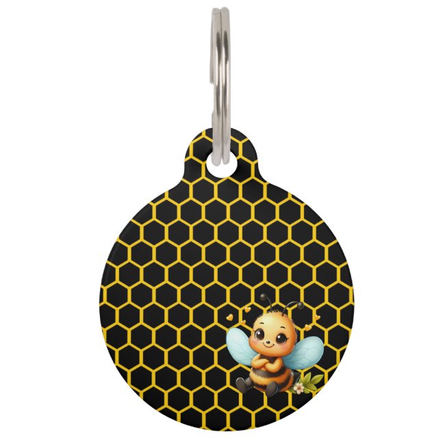 Happy Little Bee Pet Tag (Front)