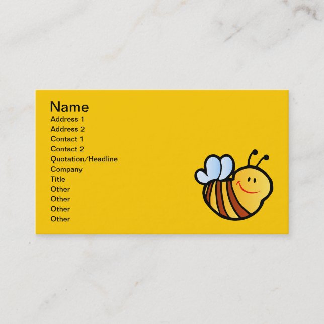 HAPPY LITTLE BUMBLEBEE BEE CARTOON CUTE HONEY INSE BUSINESS CARD (Front)