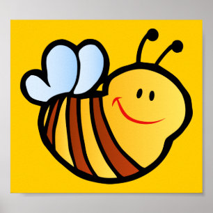 HAPPY LITTLE BUMBLEBEE BEE CARTOON CUTE HONEY INSE POSTER