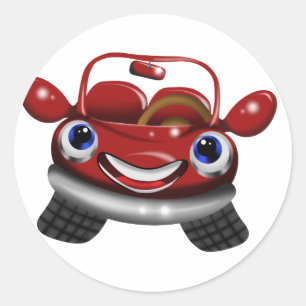 Happy little car classic round sticker