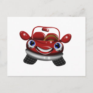 Happy little car postcard